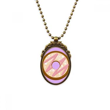 Imagem de DIYthinker Colar de rosquinha rosa sobremesa doce antigo pingente de contas vintage chaveiro