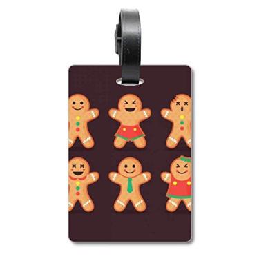 Imagem de Biscoito de gengibre masculino para mala de Natal com etiqueta para cartão de bagagem