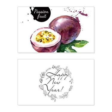 Imagem de Cartão de felicitações Passion Fruit Tasty Healthy Watercolor New Year Festival Bless Message Present