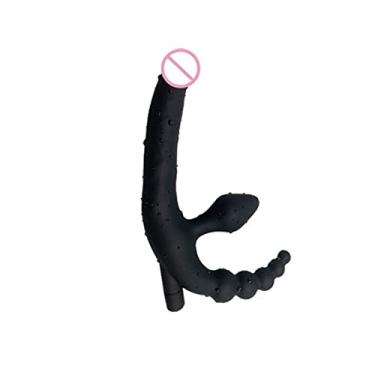 Imagem de Vibrador Dupla Sensação Penetração Realista Anal Estimulador Erótico Clitóris Zatla Shop (Preto)