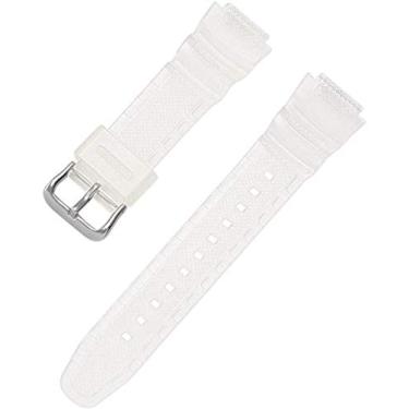 Imagem de JWCN Pulseira de relógio de substituição de poliuretano para pulseira de relógio compatível com Casio AE-1000w AQ-S810W SGW-300H MRW-200H AEQ-110W W-S200H pulseira de substituição branca atualizada