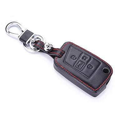Imagem de Capa para porta-chaves do carro, capa de couro inteligente, adequado para Volkswagen Golf 7 MK7 GTI 2017 2018 2019, porta-chaves do carro ABS inteligente para chaves do carro