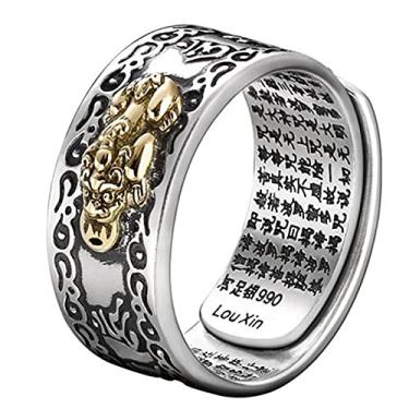 Imagem de Anel Feng Shui Pixiu Mani, amuleto de proteção, sorte e riqueza, ajustável, joia budista, masculino