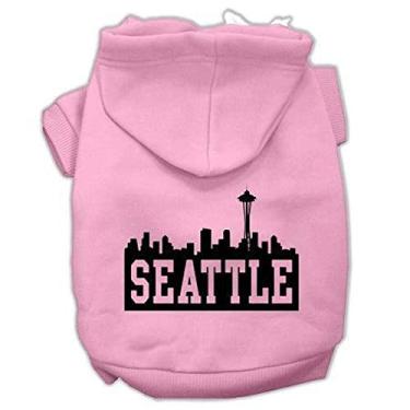 Imagem de Mirage Pet Products Moletons com capuz para animais de estimação com estampa de tela do horizonte de Seattle, tamanho 12, rosa