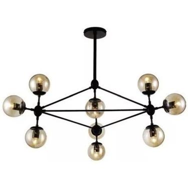 Imagem de Pendente Volans Metal Preto E Vidro Estilo Sputnik