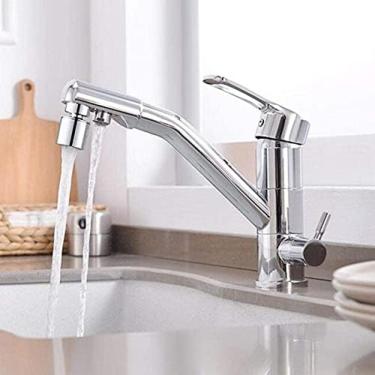 Imagem de Torneira Com Filtro De Água De 3 Vias Torneiras De Cozinha 3 Em 1 Para Pia De Cozinha Torneira Misturadora Quente E Fria Para Beber Água Pura 2 Modos De Bronze Torneira De Pia De Filtro De Cozinha