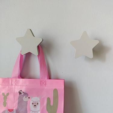 Imagem de 2 Penduradores De Parede Estrela Colorida Mdf Laminado