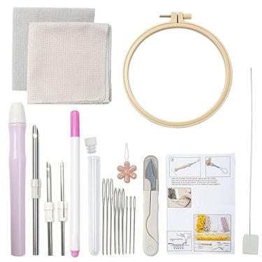 Imagem de Dynwave Conjunto de agulhas para perfurar bordados Caneta perfuradora para bordados durável Alça multifuncional Agulha perfuradora faça você mesmo para