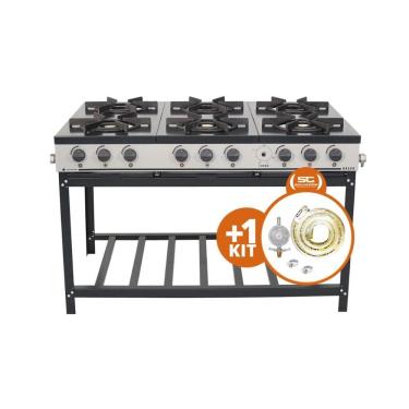 Imagem de KIT - Fogão Gás Bravo 6b BR6B + Kit Gás 2KG - Venâncio