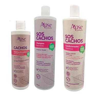 Imagem de Apse Cachos Shampoo 1 L e Condicionador 1 L e Gelatina 500 ml
