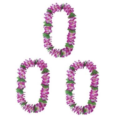 Imagem de ibasenice 3 Pecas Colar Colorido Colares De Havaí Laço De Flores Guirlanda De Flores Colar De Leis Loop De Leis Acessórios Pétala