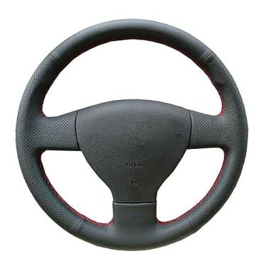 Imagem de Adequado para Volkswagen Sagitar 2010, capa de volante de carro, respirável e confortável, capa de volante de couro costurada à mão