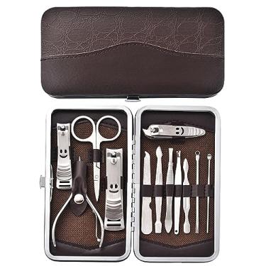 Imagem de Daconovo 12 pçs conjunto de manicure com estojo conjunto de pedicure profissional cortador de unhas aço inoxidável kit de cuidados para salão de beleza para homens mulheres pais pacientes idosos viage