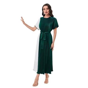 Imagem de Camisa Feminina Two Tone Belted Dress (Color : Multicolor, Size : M)