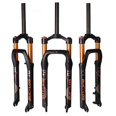 Imagem de BUCKLOS Garfo de suspensão pneumática de pneu de bicicleta gorda de 66 x 10 cm viagem de 120 mm, cubo espaçador de 135 mm 28,6 mm, fecho de coroa de tubo reto de 9 mm, garfos dianteiros ultraleves QR,