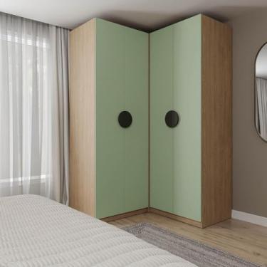 Imagem de Conjunto Modulado Joy 2 Peças Canto, Nicho com 2 Gavetas Cabecasa Madeiramadeira Verde