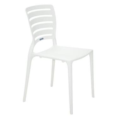 Imagem de Cadeira Plastica Monobloco Sofia Branca Encosto Vazado Horizontal - Tr