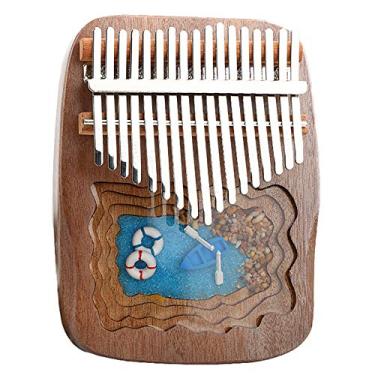 Imagem de Piano de dedo de bolso resina de mogno, piano de polegar 17 teclas Kalimba, piano Mbira para amantes de música, teclado de percussão de dedo com martelo de afinação de piano, (17 cm x 13 cm) K