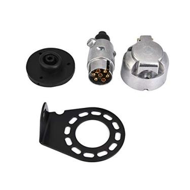 Imagem de 12V 7Pin Trailer Plug Socket Connector Adapter Bracket for Trailer Caravan Towbar Towbar Silver + Black for Support Prize Remorque 7 Pol Steckdose Sup Support Prize Remorque