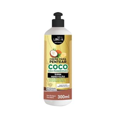 Imagem de Creme de Pentear Coco das Poderosas 300ml Hidratação Profunda Brilho Intenso e Proteção UV Para Cabelos Macios e Saudáveis Sallon Linda