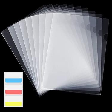 Imagem de Pacote com 50 pastas de plástico transparente para documentos com bolso para projetos tipo L tamanho carta dos EUA A4 pastas de papel transparente com 30 abas de índice
