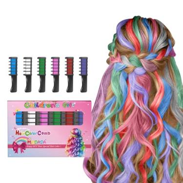 Imagem de MSDADA Pente de giz para cabelo temporário para meninas e crianças com cabelos claros, giz de cabelo lavável para meninas de 4 anos, 5, 6, 7, 8, 9, 10 anos, cosplay, faça você mesmo, meia de Páscoa