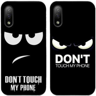Imagem de 2 peças Don't Touch My Phone impresso TPU gel silicone capa traseira para telefone Sony Xperia Series (Sony Xperia Ace II)