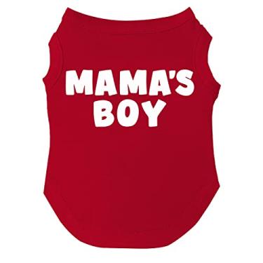 Imagem de Camiseta Mama's Boy Dia das Mães, Dia dos Namorados para filhotes, brinquedos e raças grandes (vermelho, pequeno 944)