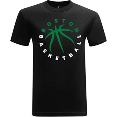 Imagem de Game Garment Camiseta masculina masculina de manga curta gola redonda para fãs de esportes do horizonte de basquete, Boston, PP