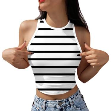 Imagem de PKDong Tops cropped sexy para mulheres camisas coloridas sem mangas sexy frente única colete feminino slim camiseta de treino de verão, A01 Branco, GG