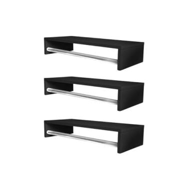 Imagem de Kit 3 Cabideiros Parede Para Roupas Arara De Closet Quarto (Preto)