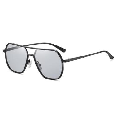 Imagem de Óculos de sol de alumínio e magnésio para homens, óculos de sol fotocrômicos com visão noturna para pesca, óculos de sol pretos fotocrômicos