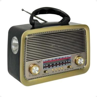 Imagem de Rádio Am Fm Retro Vintage Recarregável 110v 220v Pilhas Portátil (Preto)