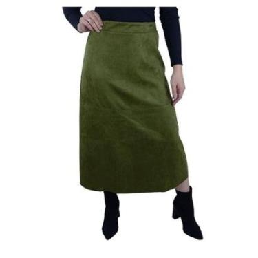 Imagem de Saia Feminina Averzzy Midi Suede Verde - 6412-Feminino