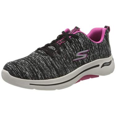 Imagem de Skechers Tênis feminino Performance Go Walk Arch Fit-Glee, Preto/rosa choque, 6.5