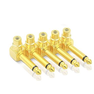 Imagem de KUYIOHIFI Adaptador de áudio RCA para 1/10.2 cm, conector mono macho de 90 graus 6,35 mm para conectores fêmea RCA (RCA para adaptador de 1/10.2 cm) - 6 unidades)