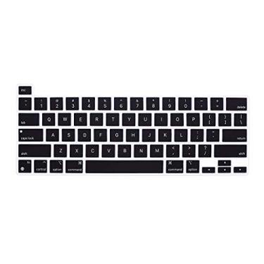 Imagem de HRH Capa ultrafina de silicone para teclado MacBook Pro 33.8 cm 33.0 cm 2020 (Modelo: A2338) com processador de silicone M1/Touch ID/Touch Bar Acessórios-Preto