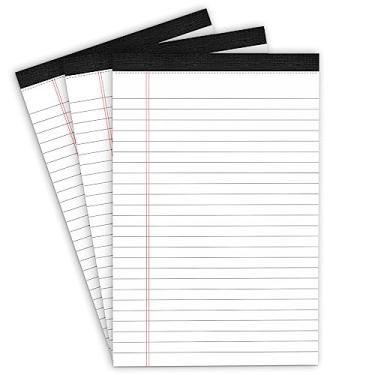 Imagem de MuiAng Pacote com 3 blocos de notas 12,7 x 20,2 cm, blocos de escrita pequenos, blocos de notas pautados para faculdade, bloco de notas branco forrado para trabalho ou escola, 30 folhas/bloco, papel de nota reciclado perfurado para anotações, lista de compras