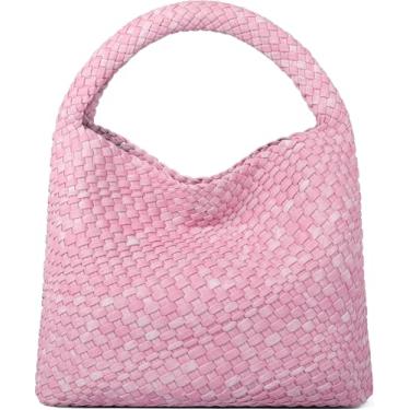 Imagem de Bolsa feminina moderna de tecido com alça superior bolsa de ombro macia Hobo de verão, Jeans rosa
