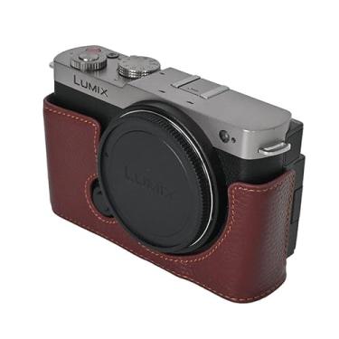 Imagem de MUZIRI KINOKOO Capa para câmera Panasonic Lumix S9 de couro genuíno Half Lumix S9 capa protetora para câmera Panasonic S9 - com abertura inferior e design de mão - café