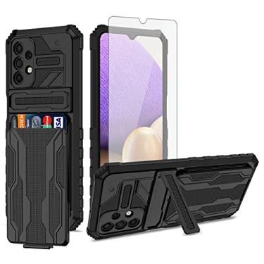Imagem de Asuwish Capa de telefone para Samsung Galaxy A32 5G 2021 6,5 polegadas com protetor de tela de vidro temperado e suporte para cartão celular Gaxaly M32 G5 Galaxies A 32 32A S32 SM-A326U A326U Mulheres