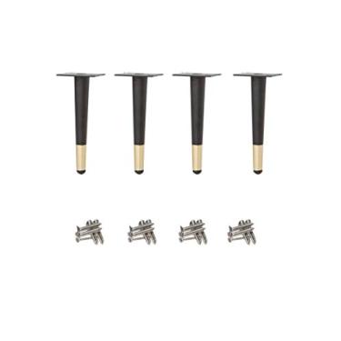 Imagem de 4 peças de pernas de mesa oblíquas, pernas de armário de metal, pernas de móveis em cone, aço inoxidável, colocação de base silenciosa antiderrapante para sofás, mesas e outras pernas de móveis (reto