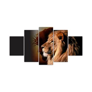 Imagem de Quadros Decorativos Mosaico MDF Leão de Judá Jesus 115x60cm