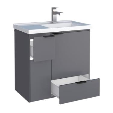 Imagem de Gabinete para Banheiro em Madeira Com Lavatório em Mármore Sintético Orquídea Colors 60 Cinza - Cozimax