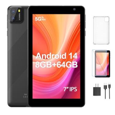Imagem de PUTECCH Tablet Android 17.8 cm Android 14 Tablets, 8GB RAM 64GB ROM 1TB Expand, Processador Octa-Core, 5G Wi-Fi 6, 2MP + 8MP Dual Camera, 3500mAh Bateria, Bluetooth Computador Tablet PC, Preto