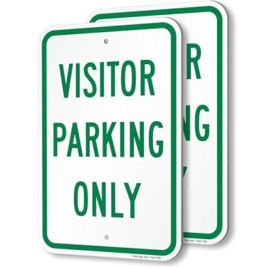 Imagem de SmartSign (Pacote com 2) Placa "Visitor Parking Only", 45,7 cm x 30,5 cm, composto de alumínio de 120 mm de espessura (ACM), material reflexivo de grau de engenheiro, resistente ao desbotamento, verde