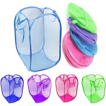 Imagem de Cesto De Roupa Suja Flexível Nylon Organizador Brinquedos Dobrável - B