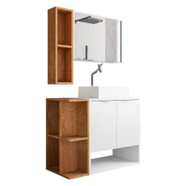 Imagem de Gabinete Banheiro Star 2 Portas com Espelheira e Cuba Dalla - Loja Doc