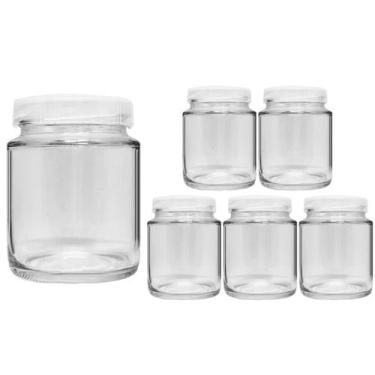 Imagem de Kit 6 Pote de Vidro 240ml Com Tampa Plástica Para Tempero - Super Pote