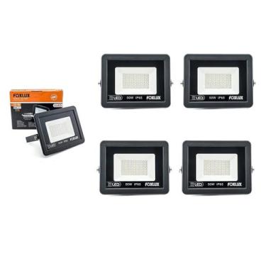 Imagem de Kit 5 Refletor LED 50W Bivolt Luz Branca (6.500K) Foxlux